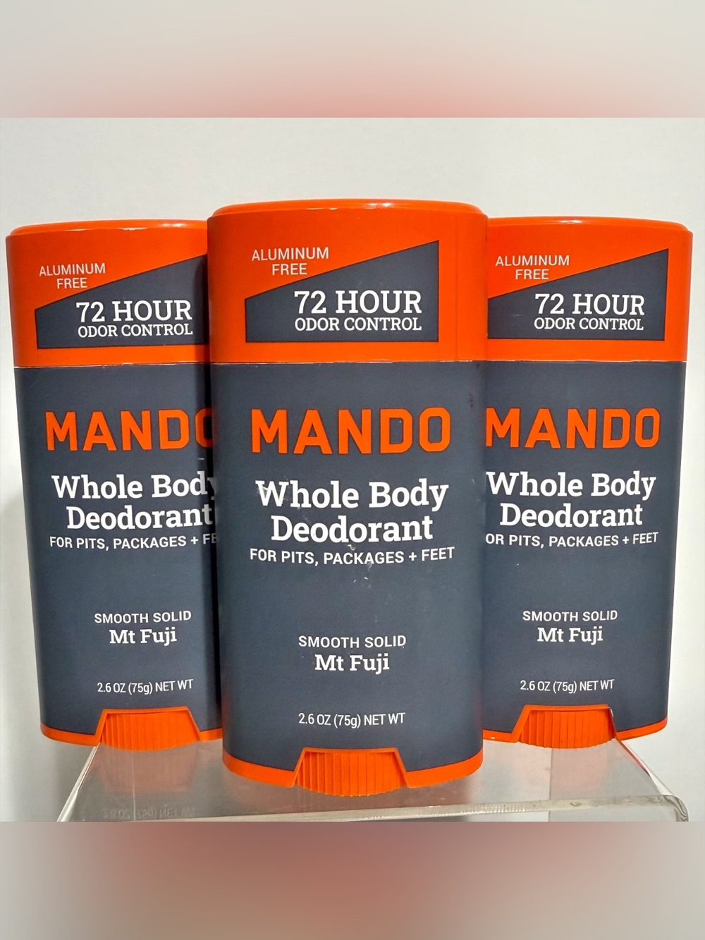 {3 Pack} MANDO Whole Body Deodorant MT FUJI Smooth Solid 2.6 oz ea ~ NEW